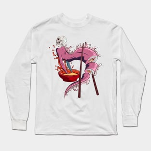 The Great Sushi Skeleton Bowl - Japanese Vector art Illustration Long Sleeve T-Shirt